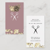 Monogram Elegant Rozen en Pattern Salon Shears Visitekaartje (Voorkant / Achterkant)