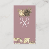 Monogram Elegant Rozen en Pattern Salon Shears Visitekaartje (Voorkant)
