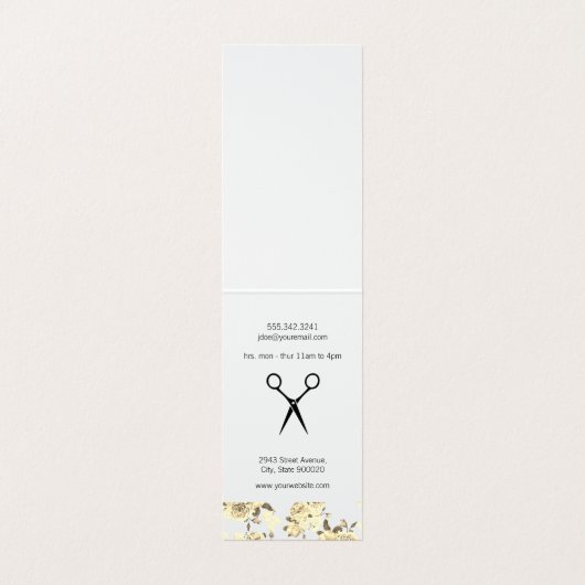 Monogram Elegant Rozen en Pattern Salon Shears Visitekaartje (Binnenkant ongevouwen)