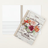 Monogram elegant rustic wood floral French artwork Notitieboek (Binnen)