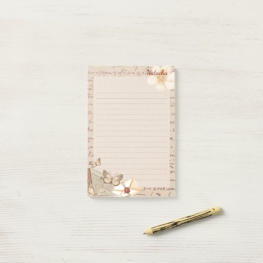 Monogram elegant rustiek plakboek papier post-it® notes (Op bureau)