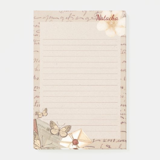 Monogram elegant rustiek plakboek papier post-it® notes (Voorkant)