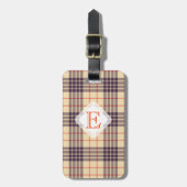 Monogram, elegant Schotse clan beige plaid tartan Bagagelabel (Voorkant verticaal)