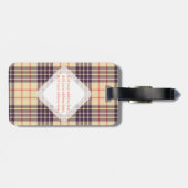 Monogram, elegant Schotse clan beige plaid tartan Bagagelabel (Achterkant horizontaal)