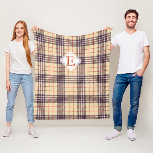 Monogram, elegant Schotse clan beige plaid tartan Fleece Deken (In situ)