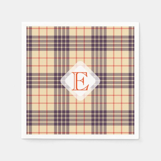Monogram, elegant Schotse clan beige plaid tartan Servet (Voorkant)