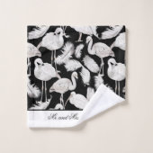 Monogram Elegant Schrift Zwarte Witte Zwanenveren Bad Handdoek (Wasdoekje)