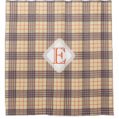 Monogram, elegant Scottish clan beige plaid tartan Douchegordijn (Voorkant)
