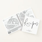 Monogram Elegant Script Black White Recipbook Notitieboek (Binnen)