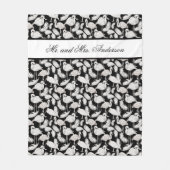 Monogram Elegant Script Black White Swan Feathers Fleece Deken (Voorkant)