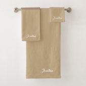 Monogram Elegant script Bruin en beige kleur Bad Handdoek (Insitu)