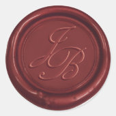 Monogram Elegant Script Burgundy Red Wax Weddensch Ronde Sticker (Voorkant)