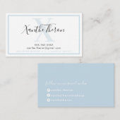 MONOGRAM elegant script modern minimaal bord blauw Visitekaartje (Voorkant / Achterkant)