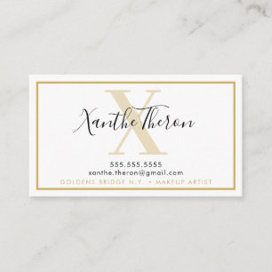 MONOGRAM elegant script modern minimaal oud goud Visitekaartje