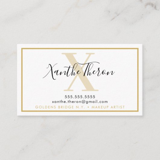 MONOGRAM elegant script modern minimaal oud goud Visitekaartje (Voorkant)