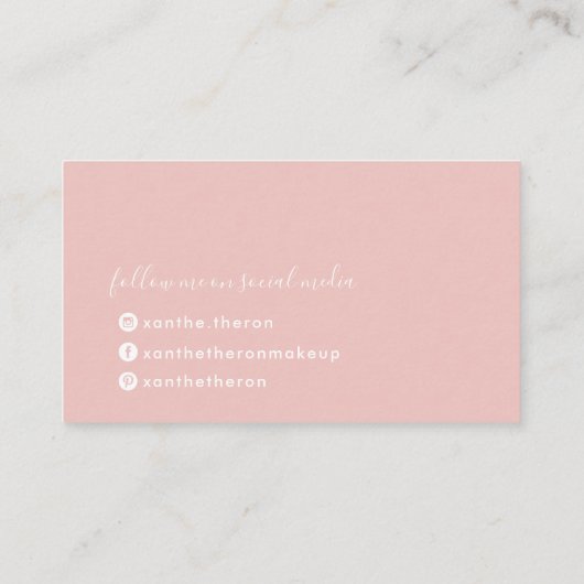 MONOGRAM elegant script modern minimal bord roze Visitekaartje (Achterkant)