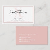 MONOGRAM elegant script modern minimal bord roze Visitekaartje (Voorkant / Achterkant)