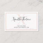 MONOGRAM elegant script modern minimal bord roze Visitekaartje (Voorkant)