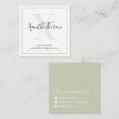 MONOGRAM elegant script modern minimal sage groen Vierkante Visitekaartje (Voorkant / Achterkant)