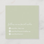 MONOGRAM elegant script modern minimal sage groen Vierkante Visitekaartje (Achterkant)