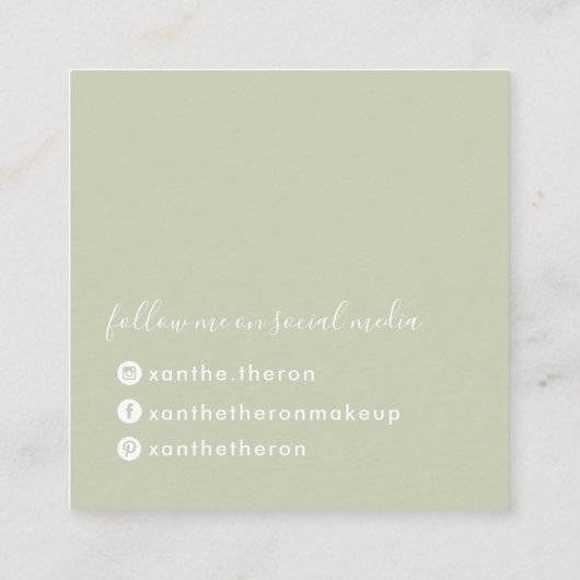 MONOGRAM elegant script modern minimal sage groen Vierkante Visitekaartje (Achterkant)