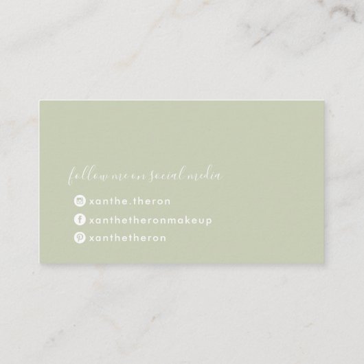 MONOGRAM elegant script modern minimal sage groen Visitekaartje (Achterkant)