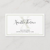 MONOGRAM elegant script modern minimal sage groen Visitekaartje (Voorkant)