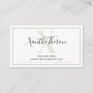 MONOGRAM elegant script modern minimal sage groen Visitekaartje