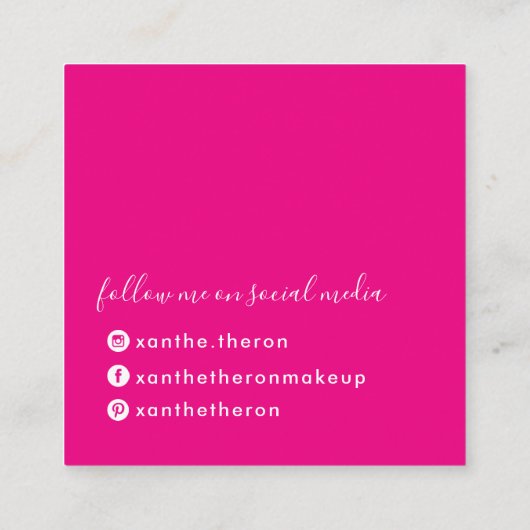 MONOGRAM elegant script moderne minima hot pink Vierkante Visitekaartje (Achterkant)