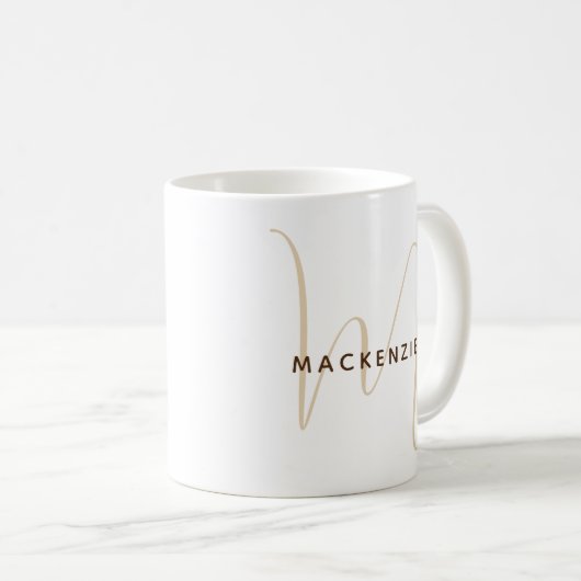 Monogram Elegant Script Naam Simple Modern Koffiemok (Voorkant rechts)