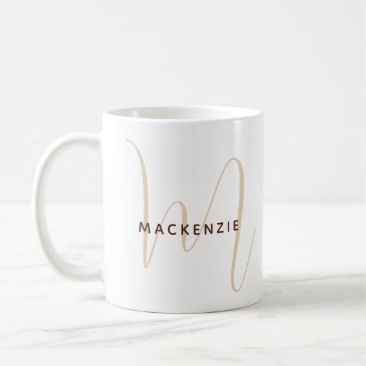 Monogram Elegant Script Naam Simple Modern Koffiemok (Links)