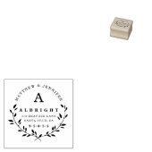 Monogram & Elegant Script Retouradres Rubberstempel (Gestempeld)