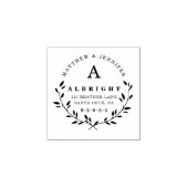Monogram & Elegant Script Retouradres Rubberstempel (Afrduk)