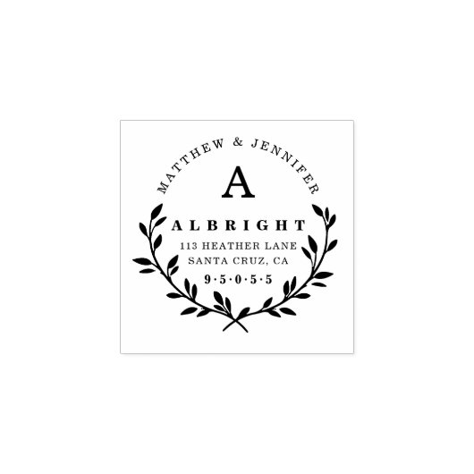 Monogram & Elegant Script Retouradres Rubberstempel (Afrduk)