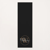 Monogram Elegant Script Zwart en Goud Yogamat (Voorkant)