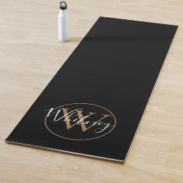 Monogram Elegant Script Zwart en Goud Yogamat