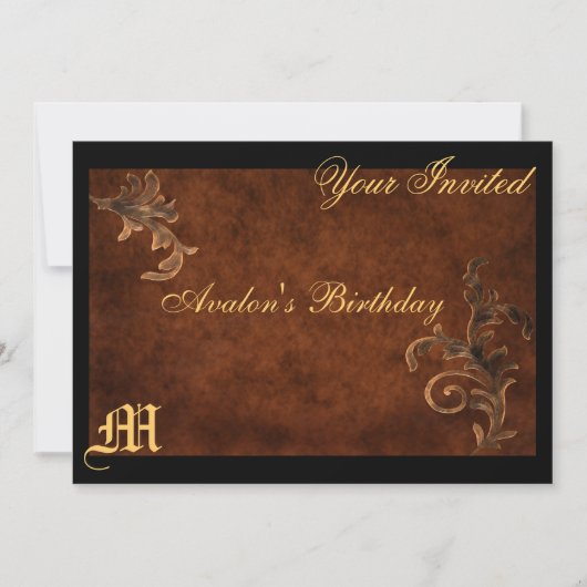 Monogram Elegant Scroll All Occasion Invitation Kaart (Voorkant)