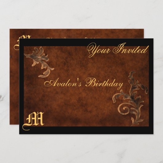 Monogram Elegant Scroll All Occasion Invitation Kaart (Voorkant / Achterkant)