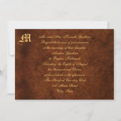 Monogram Elegant Scroll Leaf Wedding Uitnodiging (Achterkant)