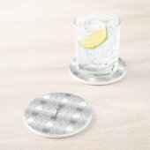 Monogram Elegant Silver Grey Metallic Stripes Zandsteen Onderzetter (Zijkant)