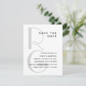 Monogram. Elegant simpele typografie bruiloft Save The Date (Staand voorkant)