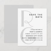 Monogram. Elegant simpele typografie bruiloft Save The Date (Voorkant / Achterkant)