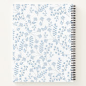 Monogram Elegant Simple Blue Floral Notitieboek (Achterkant)