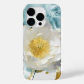 Monogram Elegant Simple White Flower Waterverf Case-Mate iPhone Case (Achterkant)