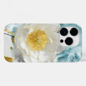 Monogram Elegant Simple White Flower Waterverf Case-Mate iPhone Case (Achterkant (horizontaal))