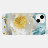 Monogram Elegant Simple White Flower Waterverf Case-Mate iPhone Case (Achterkant (horizontaal))