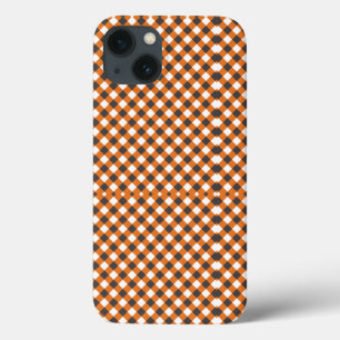 Monogram Elegant Sinaasappel Wit Plaid Gingham Case-Mate iPhone Case