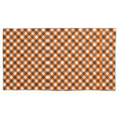 Monogram Elegant Sinaasappel Wit Plaid Gingham Kussensloop (Voorkant-Links)