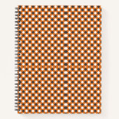 Monogram Elegant Sinaasappel Wit Plaid Gingham Notitieboek (Voorkant)