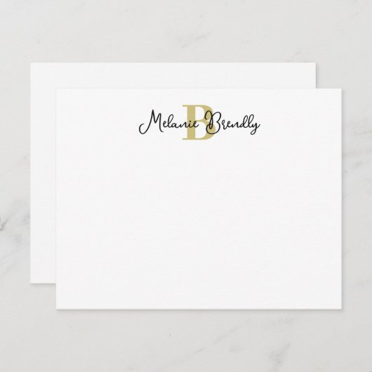 Monogram Elegant Stijlvol Script Flat Note Kaart Notitiekaartje (Voorkant / Achterkant)